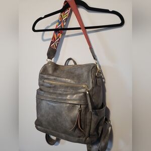 Faux Leather Travel Bag/Diaper Bag/Backpack